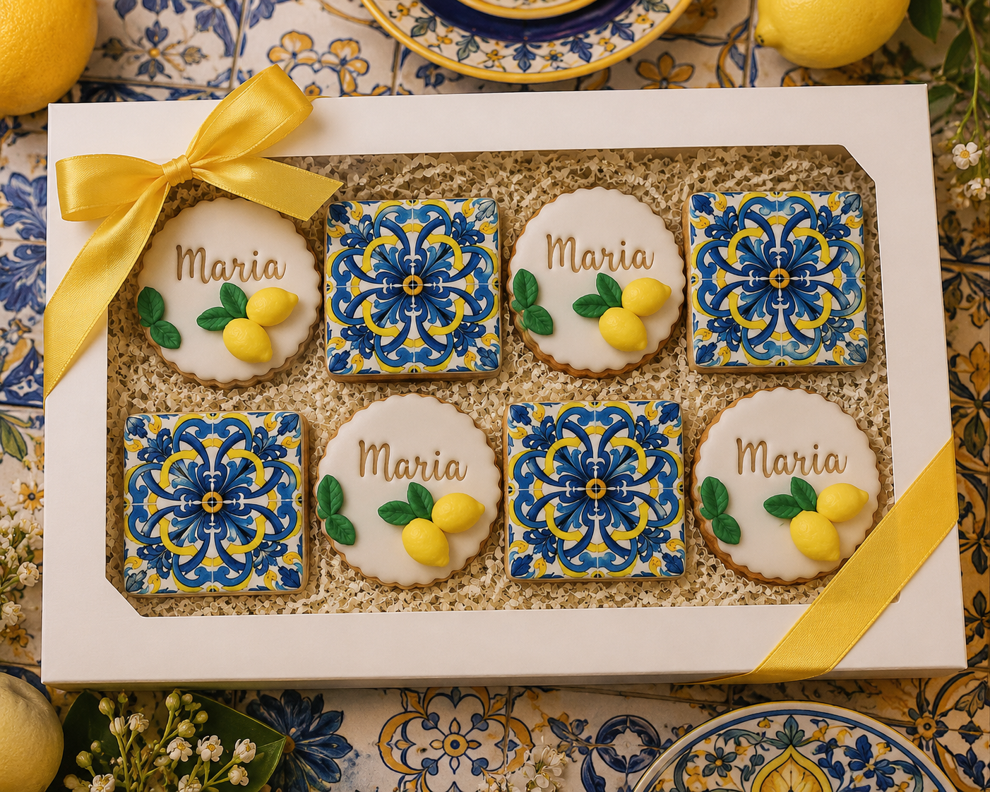 Biscotti siciliani con maioliche e limoni realizzati da Lucia Garro