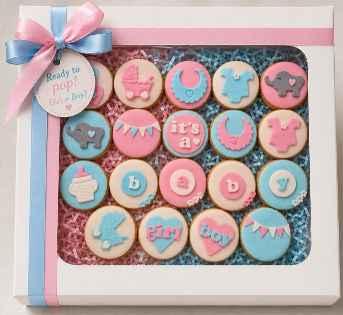 Biscotti Gender Reveal e Baby Shower realizzati da Lucia Garro