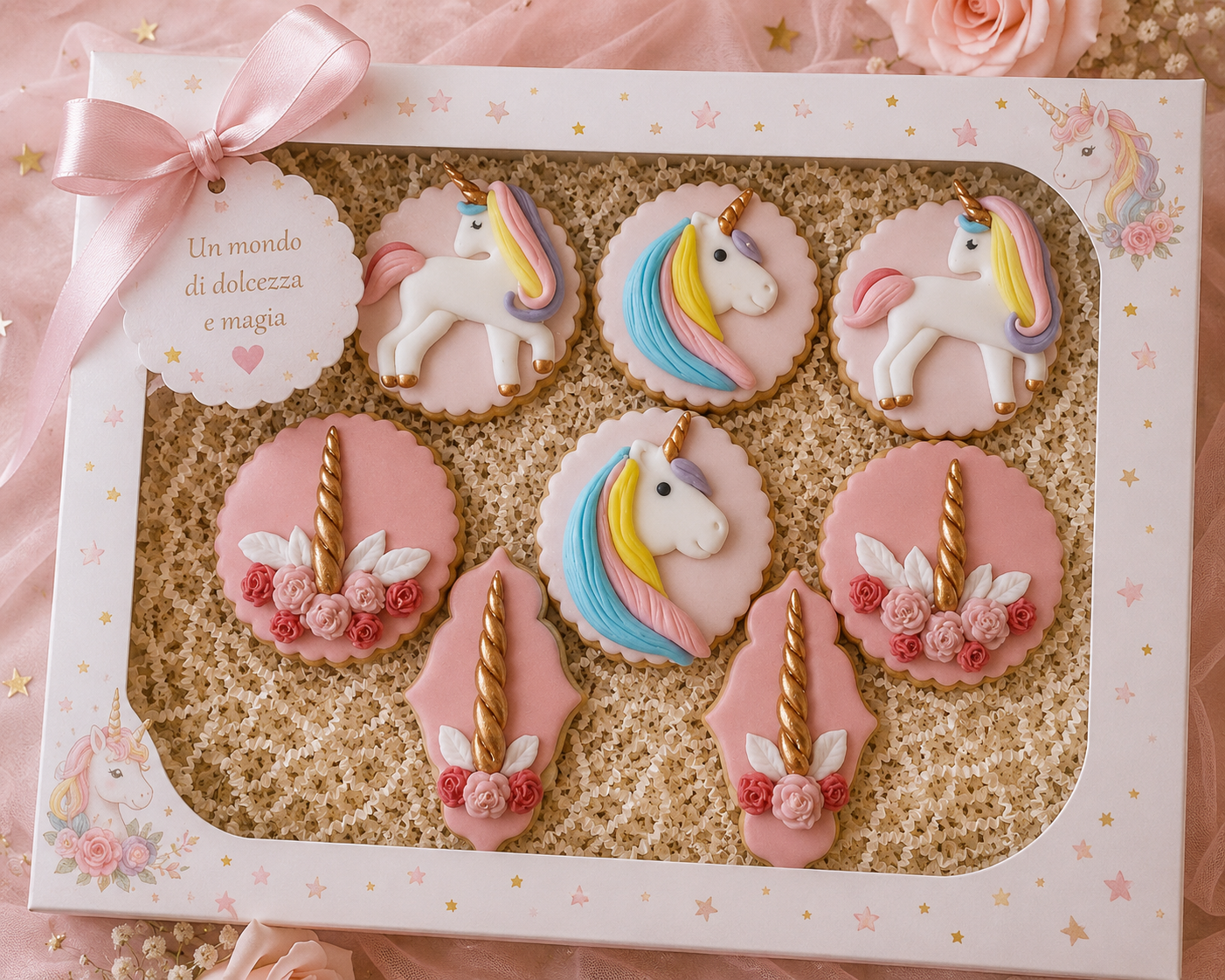 Biscotti per compleanno a tema Unicorno realizzati da Lucia Garro
