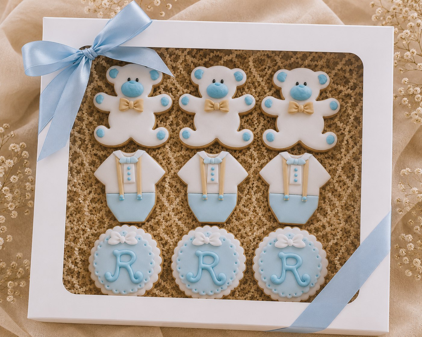 Biscotti per nascita bambino con orsetti realizzati da Lucia Garro