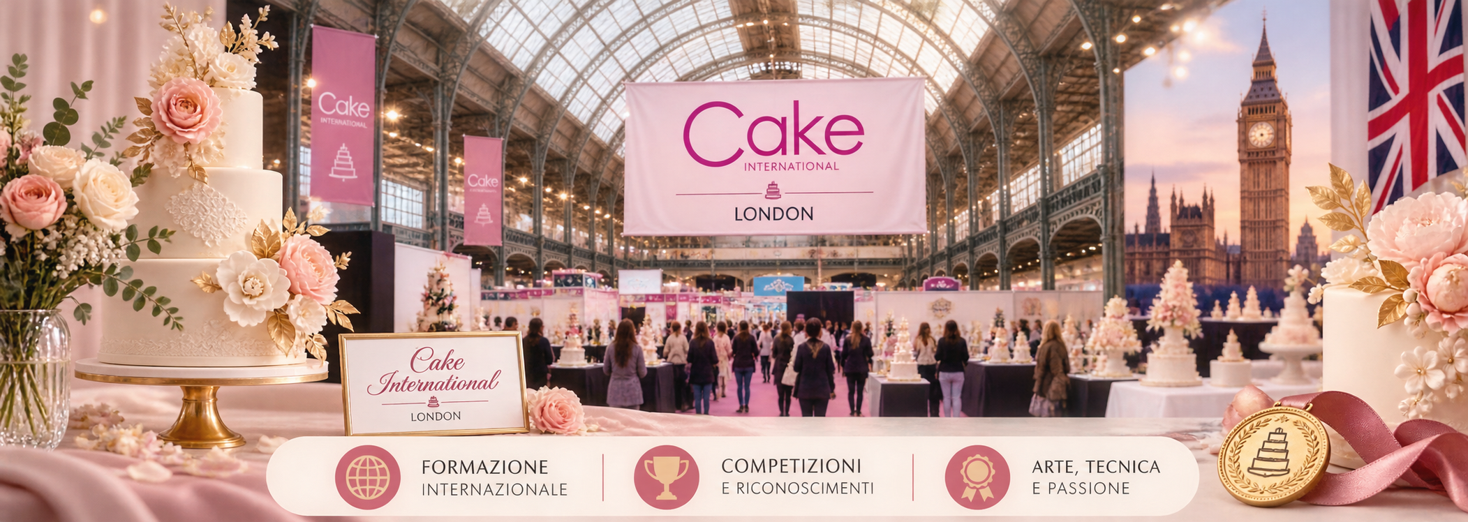 Atmosfera internazionale dedicata al cake design, alle competizioni e ai riconoscimenti professionali