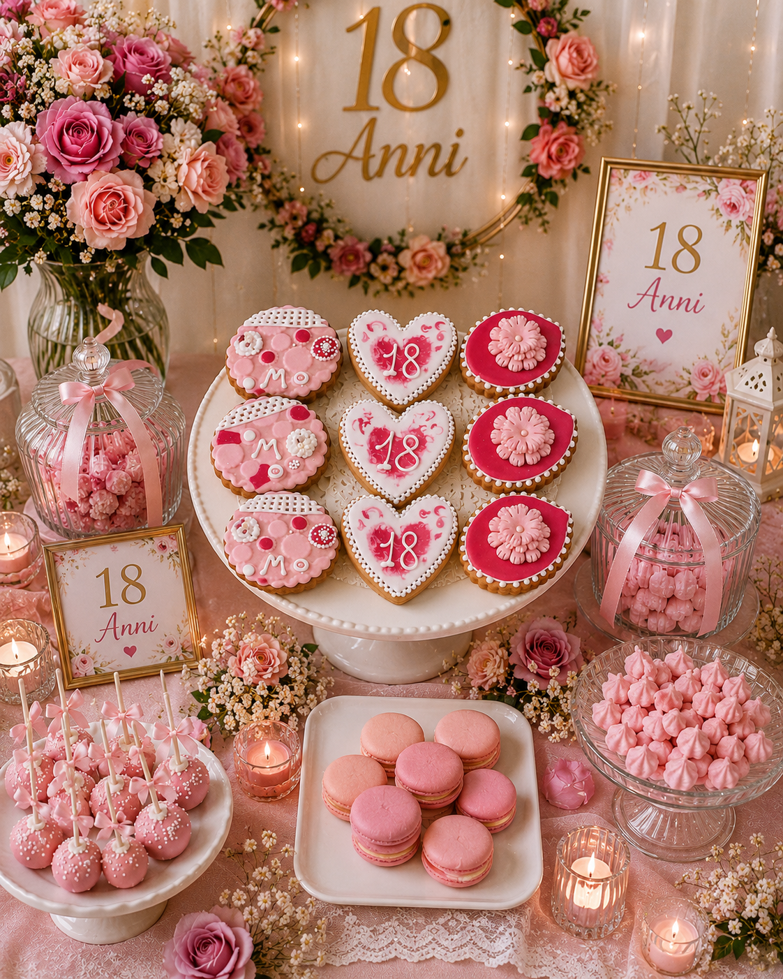 Sweet Table 18° compleanno floreale realizzato da Lucia Garro