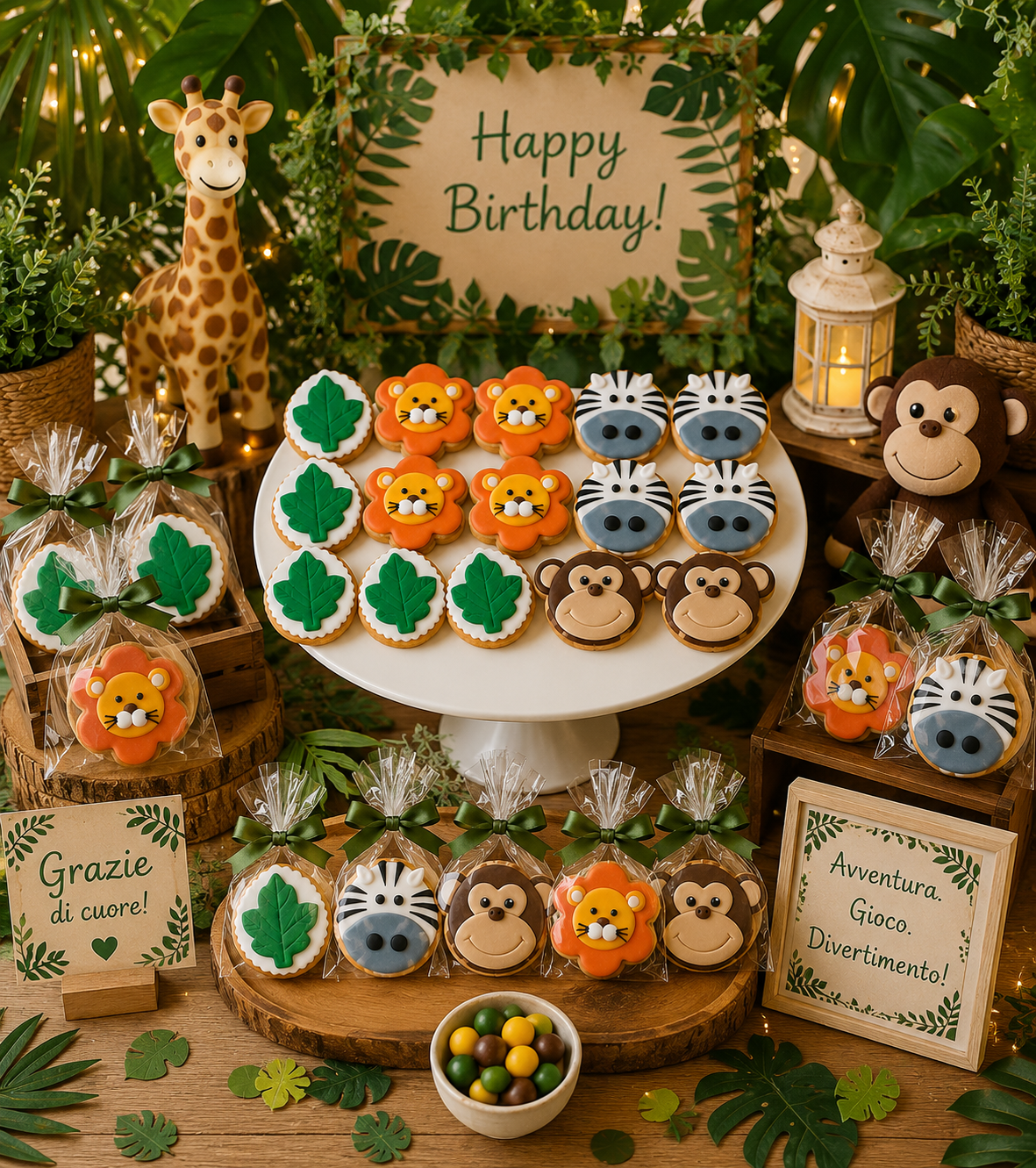 Sweet Table Animali della Giungla realizzato da Lucia Garro