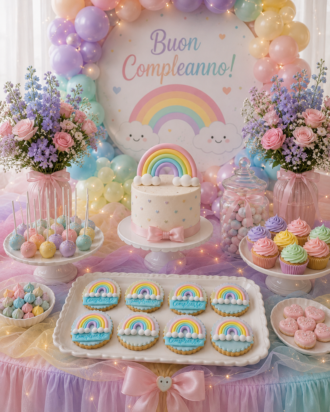 Sweet Table Arcobaleno realizzato da Lucia Garro