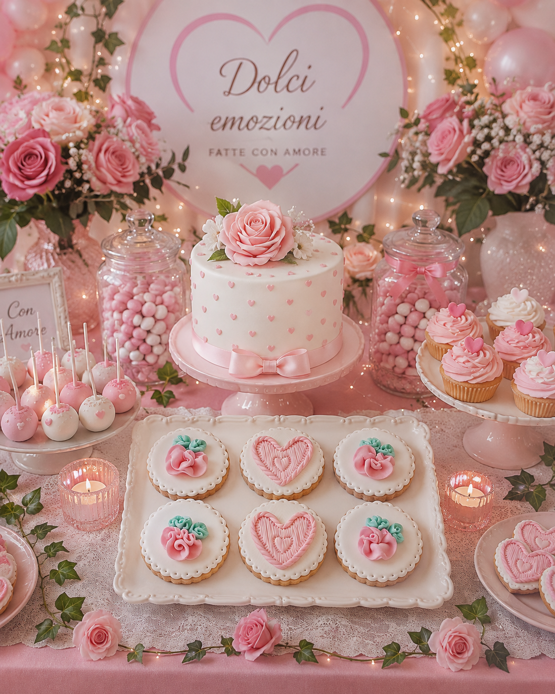 Sweet Table Cuore e Rose realizzato da Lucia Garro