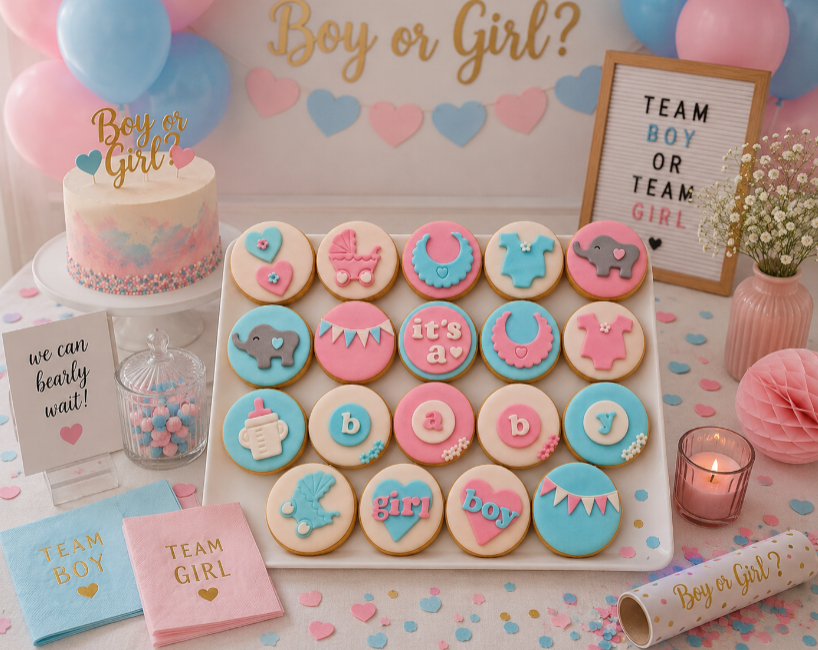 Sweet Table Gender Reveal New Born realizzato da Lucia Garro
