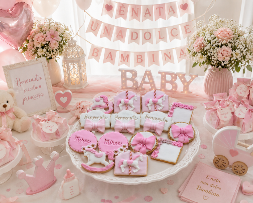 Sweet Table New Born Girl realizzato da Lucia Garro